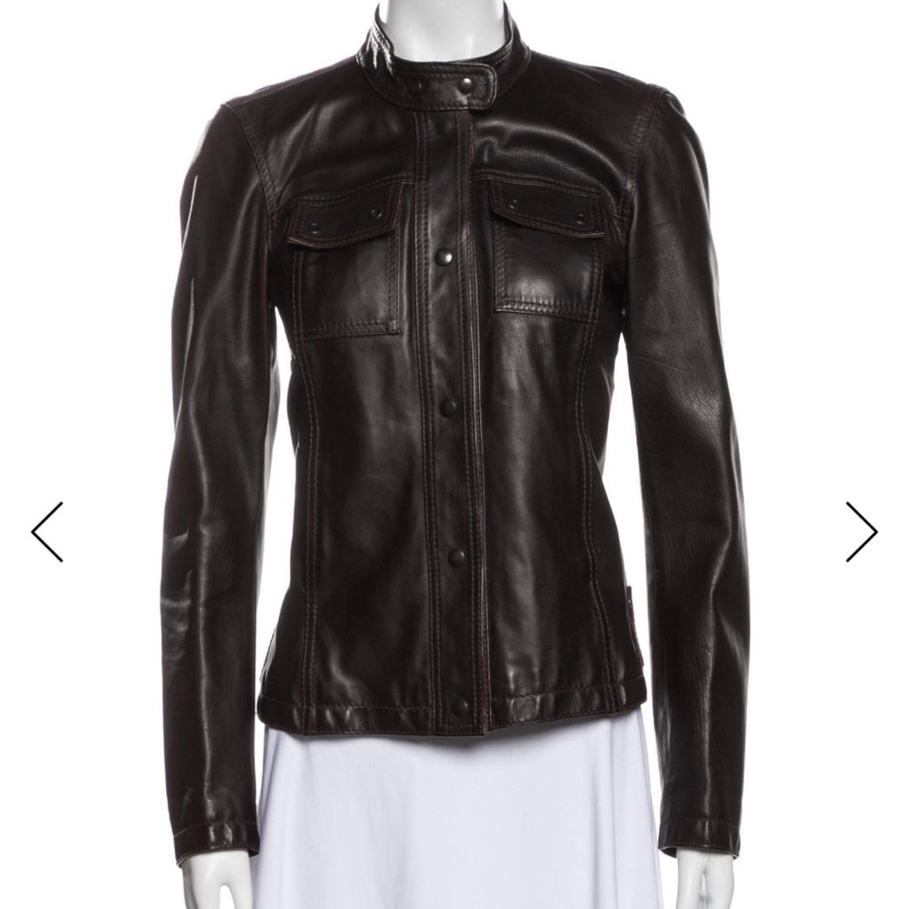 Prada Brown Leather Jacket Sz 4
